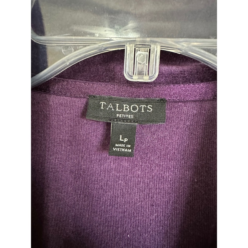 Talbots Petites Purple Velvet Velour Open Front Cardigan Jacket Sz LP Luxury - Picture 4 of 6